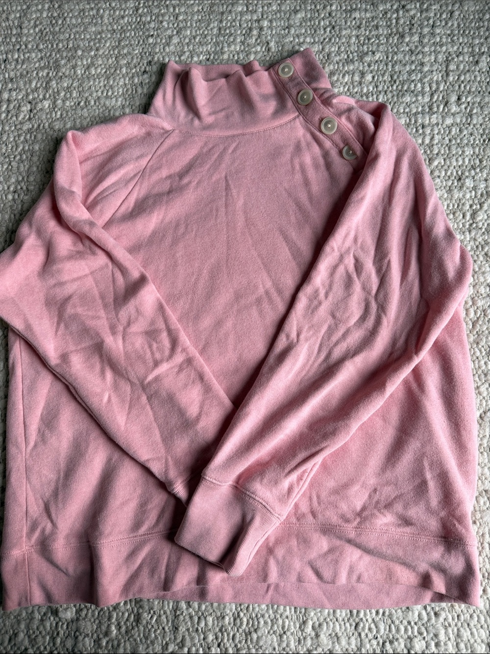 J. Crew Pink Button-Shoulder Turtleneck Sweater